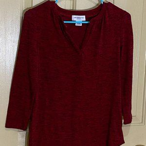 Liz Claiborne Petite Small Red 3/4 Sleeved Tee